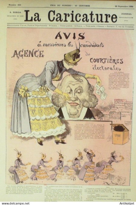 La Caricature 1885 #300 Agence De Courtières, électorales Robida Corbineau Job Trock