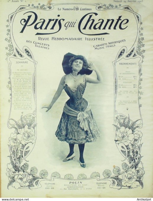 Paris qui chante 1903 n°  1 Polin Regnier Mayol Nanon Flers Verly Galipaux