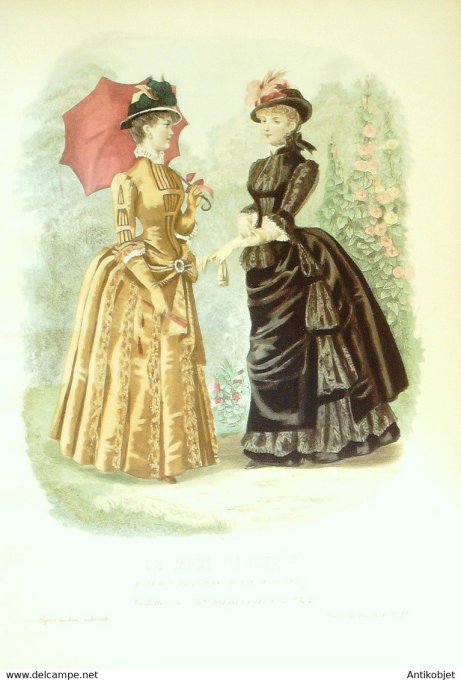 Gravure de mode La Mode illustrée 1884 n°19 (Maison Bréant-Castel)