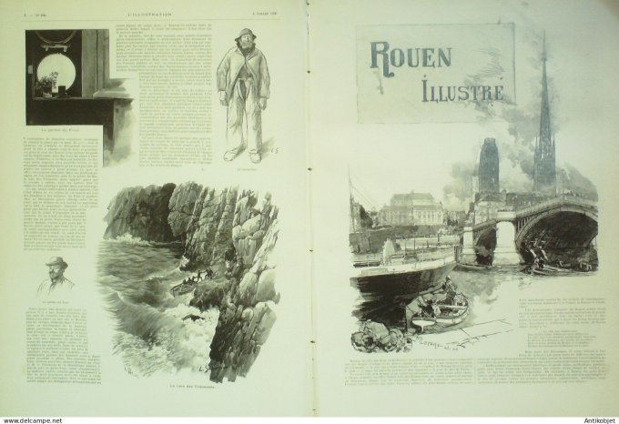 L'illustration 1896 n°2784 Ouessant (29) pahre Eckmuhl Thevennec Rouen (76) Duc de Nemours