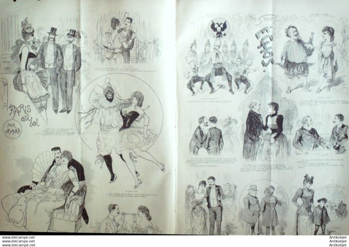 Le Journal Amusant 1891 # 1794 Paris au bal par Mars Folies Bergeres par Stop La Fee aux chevres par