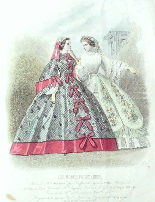 Gravure Les Modes Parisiennes 1860 # 914 Robes de loisirs Maison Ghys