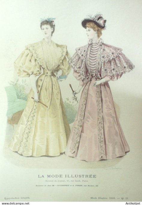 Gravure Mode illustree 1895 # 21 (Old Fashion plate) RARE