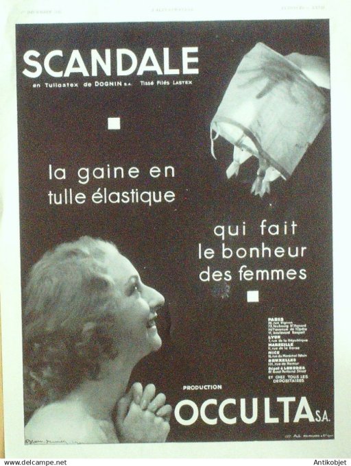 Publicité Lingerie Scandale 1934