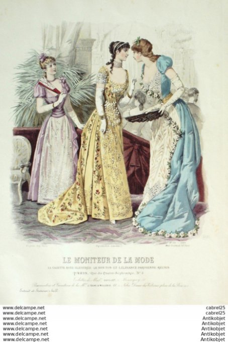 Gravure Mode Le Moniteur 1889 # 50 (Old Fashion plate)