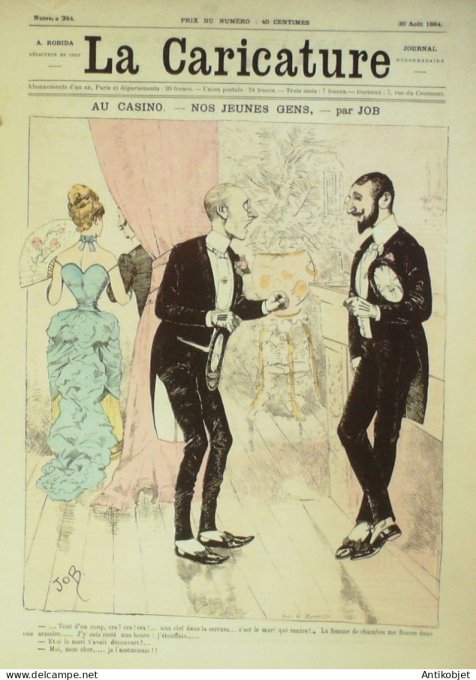 La Caricature 1884 #244 Casino Job début malheureux Caran d'Ache Andrieux par Luque