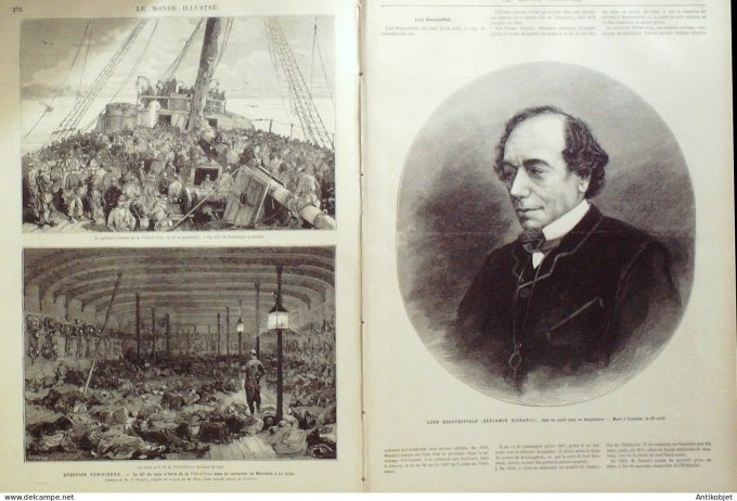 Le Monde illustré 1881 n°1257 Grèce Chio Séisme Tunisie Kroumirs Moustapha-Ben-Ismaêl