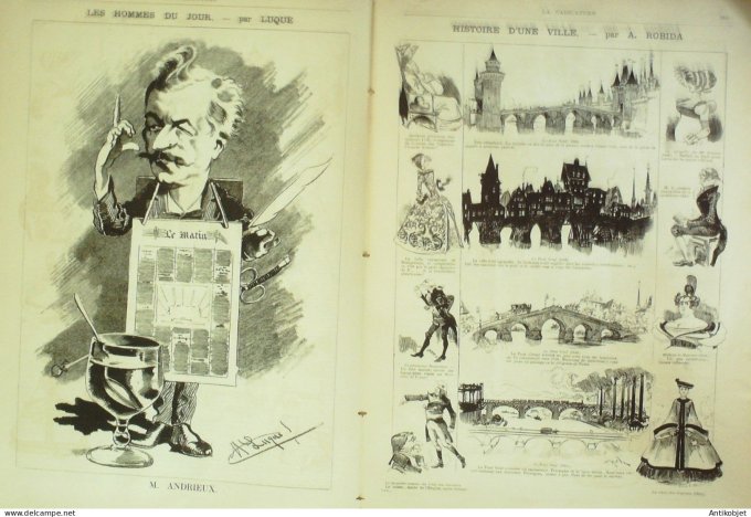 La Caricature 1884 #244 Casino Job début malheureux Caran d'Ache Andrieux par Luque
