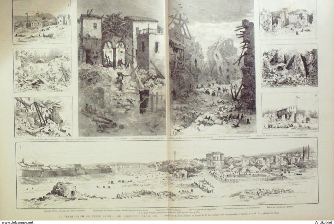 Le Monde illustré 1881 n°1257 Grèce Chio Séisme Tunisie Kroumirs Moustapha-Ben-Ismaêl
