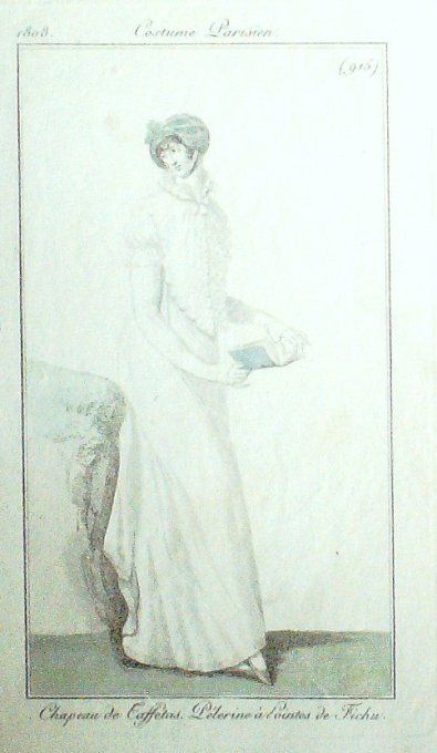 Gravure Mode Costume Parisien 1808 #  915 (eau forte old Fashion plate