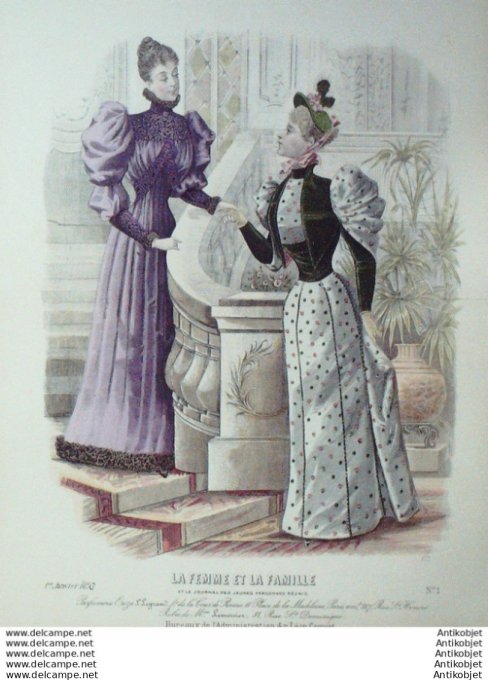 Gravure Mode La Femme & La Famille 1893 # 01 (Old Fashion plate)