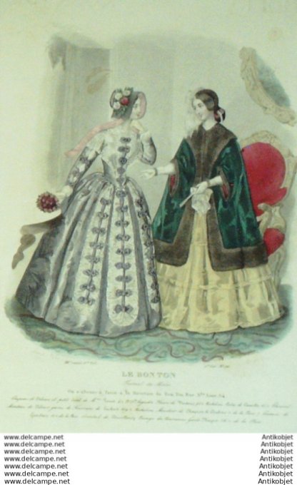 Gravure Mode Le Bon Ton 1846 13 # 16 (aquarelle old fashion plate)