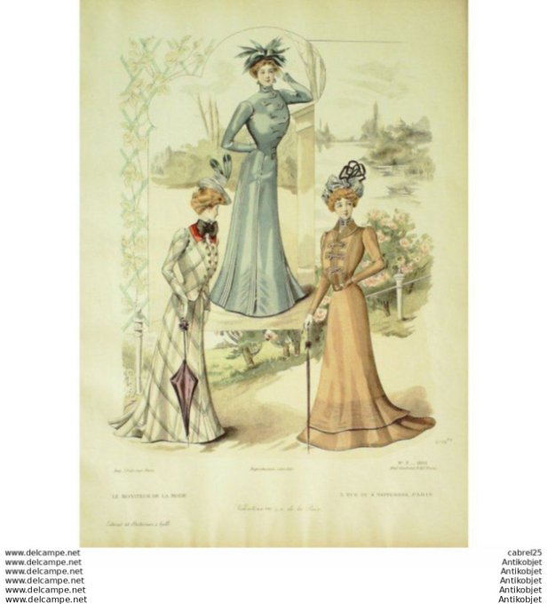 Gravure Mode Le Moniteur 1900 # 09 (Old Fashion plate)