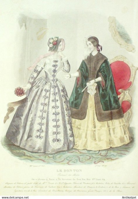 Gravure Mode Le Bon Ton 1846 13 # 16 (aquarelle old fashion plate)