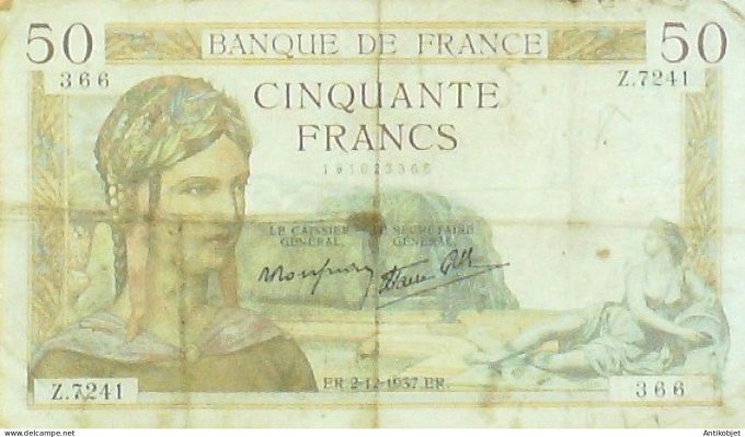 Billet de Banque de France 50 Fr Cérès 2-12-1937