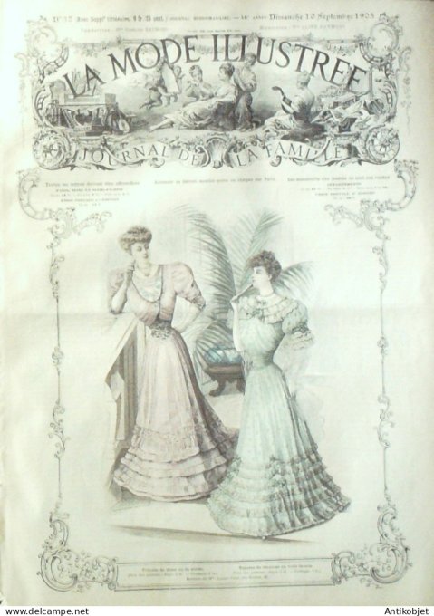 La Mode illustrée journal 1905 n° 37 Toilettes de dîner & réunions en voile