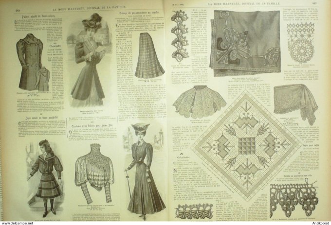 La Mode illustrée journal 1905 n° 37 Toilettes de dîner & réunions en voile