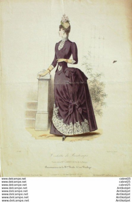 Gravure Mode Le Coquet 1887 # 12 (Old Fashion plate)