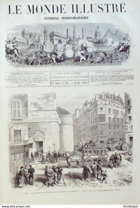 Le Monde illustré 1871 n°736 Gennevilliers (92) Opérations militaires église Saint-Germainl'Auxerroi