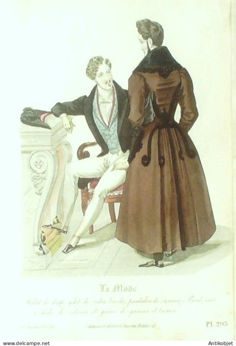 Gravure La mode 1833 # 293 (aquarelle old Fashion plate)