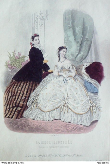 Gravure Mode illustree 1865 #  9 (Old Fashion plate)