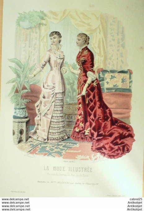 Gravure de mode La Mode illustrée 1881 n°09 (Maison Delaunay)