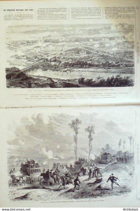Le Monde illustré 1871 n°736 Gennevilliers (92) Opérations militaires église Saint-Germainl'Auxerroi