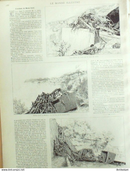 Le Monde illustré 1886 n°1512 Decazeville (12) Firmy Algérie Sybouse Monaco Catastrophe ferroviaire