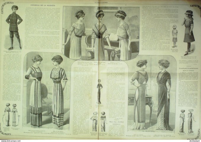 La Mode illustrée journal 1910 n° 41 Toilettes Costumes Passementerie