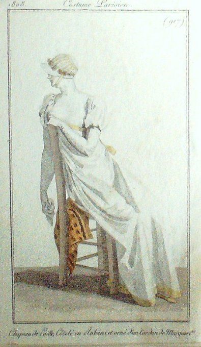 Gravure Mode Costume Parisien 1808 #  917 (eau forte old Fashion plate