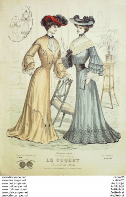 Gravure Mode Le Coquet 1903 # 42 (Old Fashion plate)