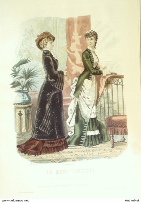 Gravure de mode La Mode illustrée 1879 n°40 (Maison Fladry-Coussinet)