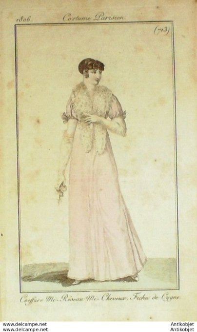 Gravure Mode Costume Parisien 1806 #  713 (eau forte old Fashion plate
