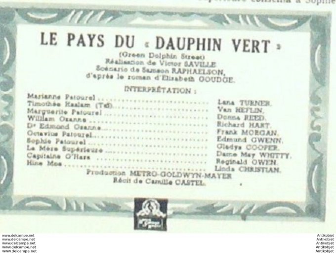 Mon Film 147 49-06-15 Le pays du Dauphin Vert Lana Turner Reginal Owen