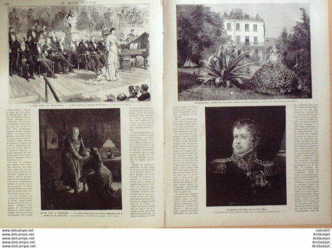 Le Monde illustré 1881 n°1249 Victor Hugo Besancon (25) Marseille (13) Guernesey Hauteville House