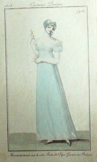 Gravure Mode Costume Parisien 1808 #  918 (eau forte old Fashion plate