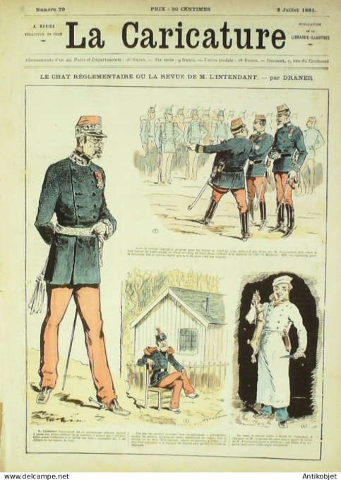 La Caricature 1881 #  79 Chat réglementaire Draner Fêtes de charité Bach Loys