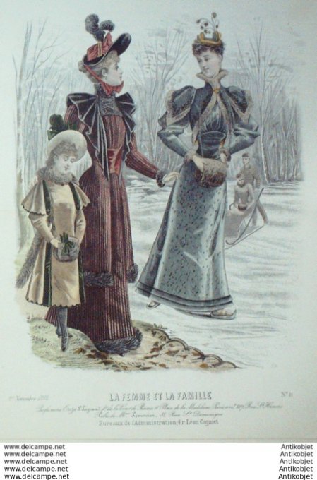 Gravure Mode La Femme & La Famille 1892 # 11 (Old Fashion plate)