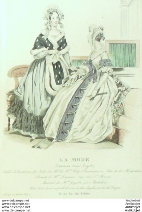 Gravure La mode 1837 # 543 (aquarelle old Fashion plate)