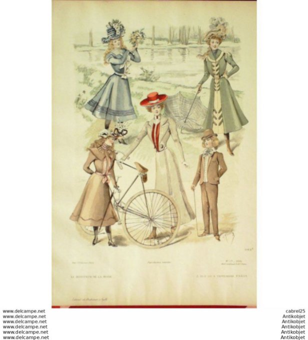 Gravure Mode Le Moniteur 1900 # 17 (Old Fashion plate)