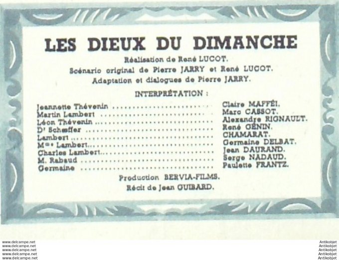 Mon Film 139 49-04-20 Les dieux du Dimanche Paulette Frantz Chamarat