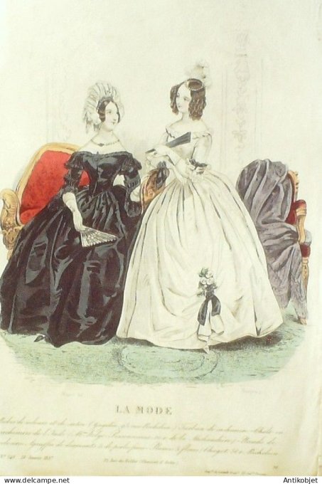 Gravure La mode 1837 # 540 (aquarelle old Fashion plate)