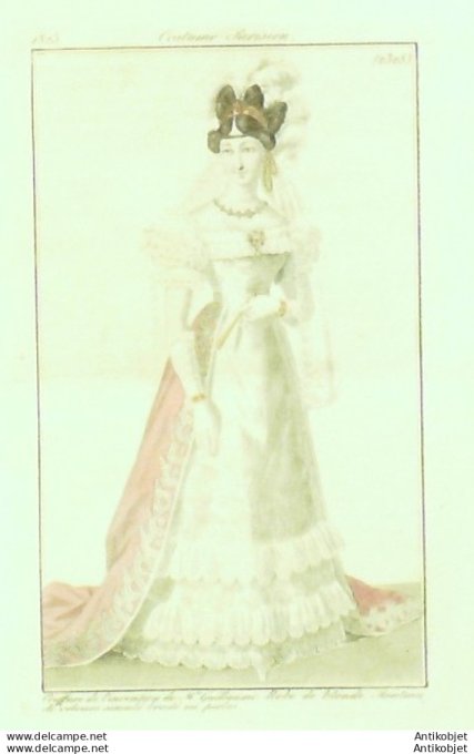 Costume Parisien 1825 # 2328 Robe de blonde manteau velours