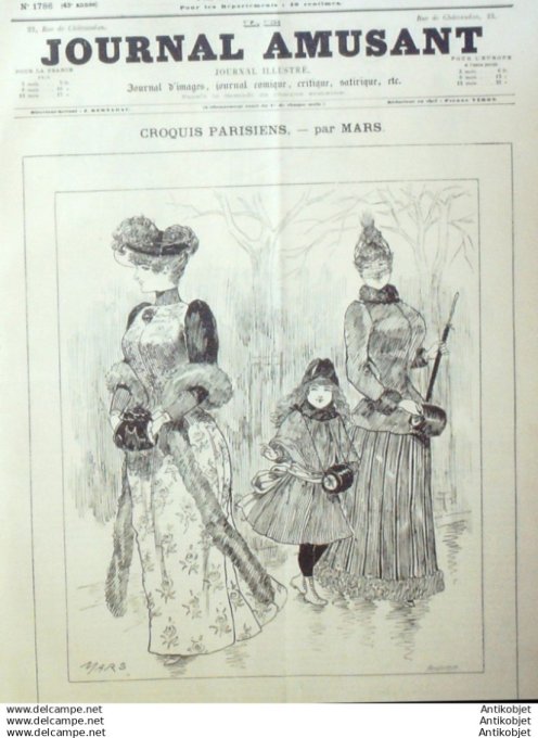Le Journal Amusant 1890 # 1786 En deplacement par Mars La vertu recompensee par Leonnec