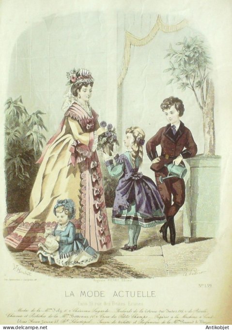 Gravure La Mode actuelle 1874 # 139 (Old Fashion plate)