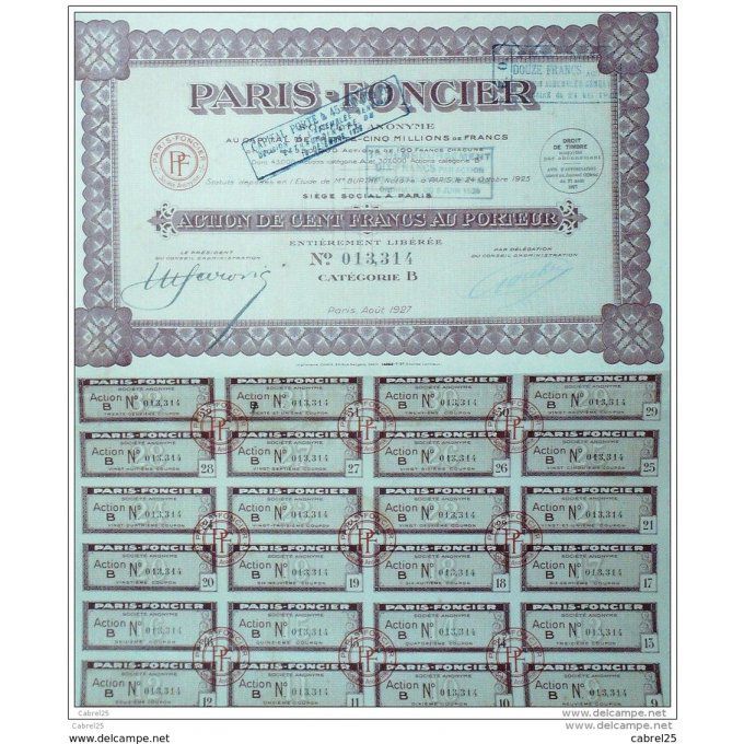PARIS FONCIER-ACTION-100 FR-1925