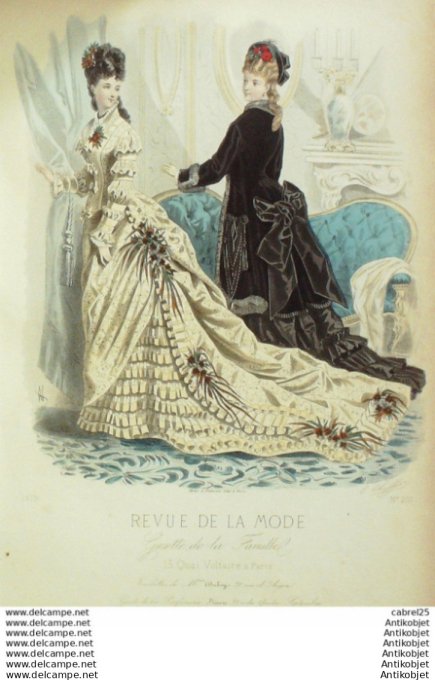 Gravure Mode La Gazette 1875 # 207 (Old Fashion plate)