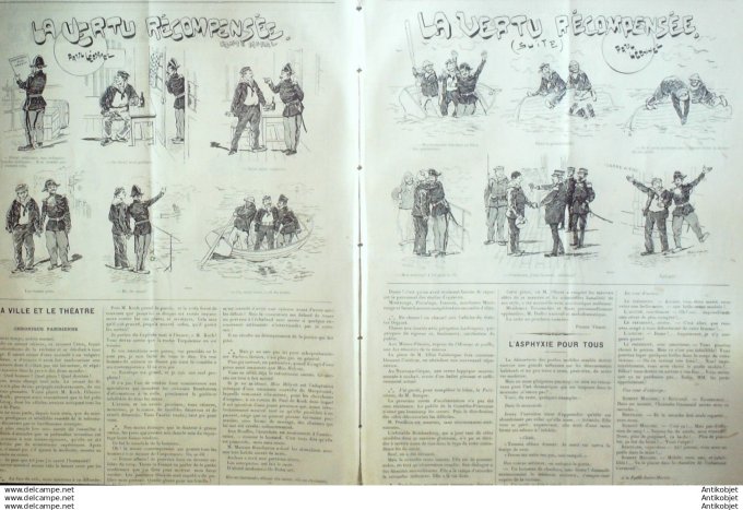Le Journal Amusant 1890 # 1786 En deplacement par Mars La vertu recompensee par Leonnec