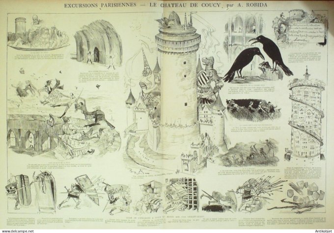 La Caricature 1885 #295 Château de Coucy Robida Berret vengeance faria