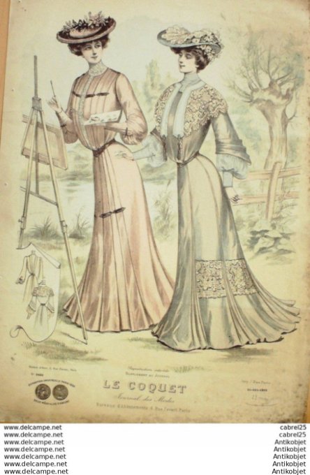 Gravure Mode Le Coquet 1903 # 21 (Old Fashion plate)